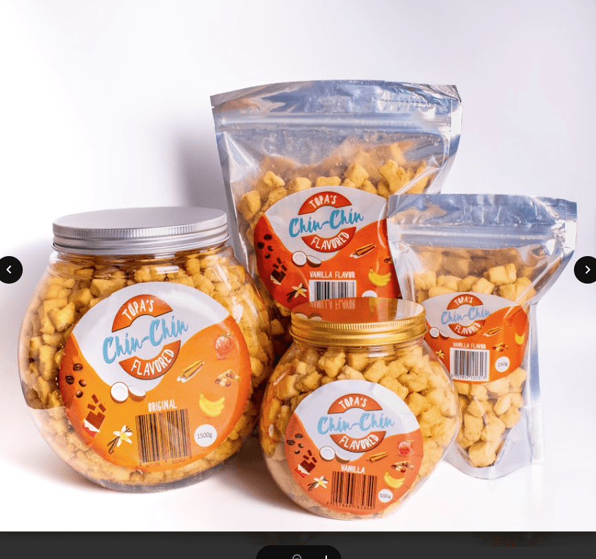 Topas Chin Chin product lineup featuring 7 delicious flavors